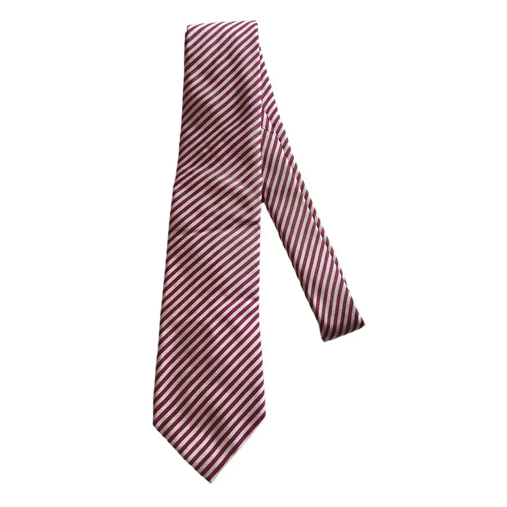 Charles Tyrwhitt Pink White Diagonal Striped 100% Silk Neck Tie